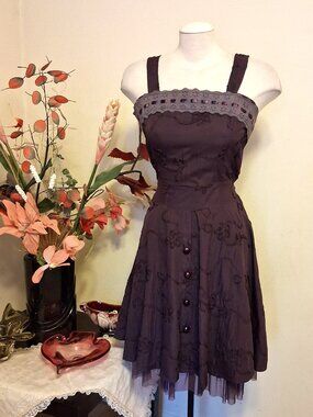 Unique Quality Ruffle Sundress Purple Lined Midi Dress Sleeveless A-Line Dresses